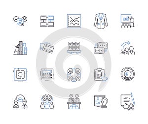 Corporate meetup outline icons collection. Conference, Gatherings, Forum, Networking, Retreat, Social, Meeting vector