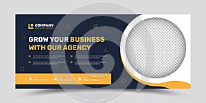 Corporate modern dark web ads banner for multipurpose business agency with image placeholder