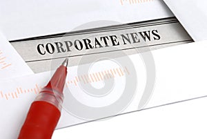 Corporate news in newspaper