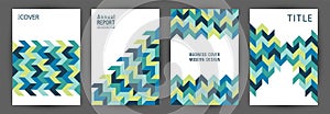 Corporate notebook cover layout set graphic design. Modernism style simple folder mockup set Eps10.