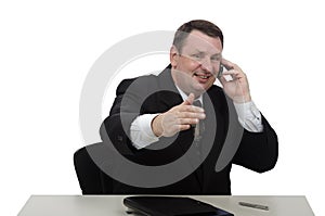 Corporate officer communicates on cellphone photo