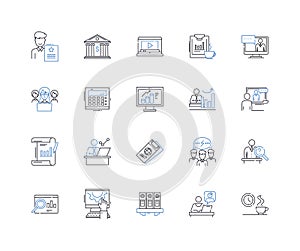 Corporate palace line icons collection. uxury, grandeur, opulence, majesty, prestige, grandiose, luxurious vector and