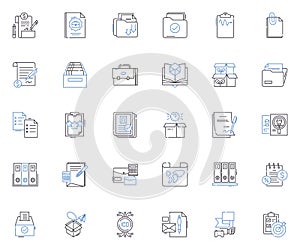 Corporate papers line icons collection. Contracts, Bylaws, Resolutions, Minutes, Shareholders, Stock, Certificates