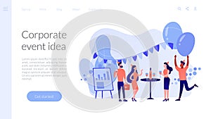 Corporate party concept landing page.