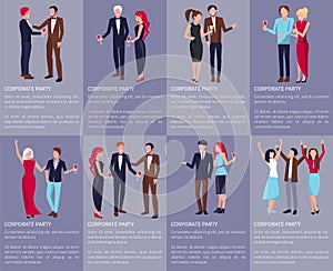 Corporate Party Set of Images Vector Illustration