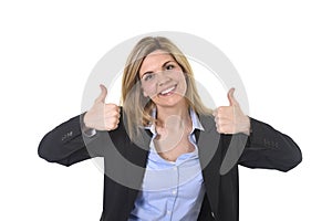Corporate portrait young attractive happy businesswoman posing confident smiling and relaxed