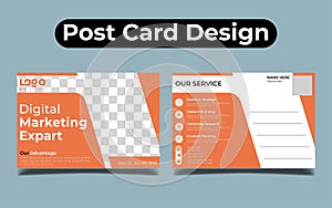 Corporate postcard template design. Print Ready Corporate Professional Business Postcard Desig