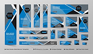 Corporate real estate business google web ads banner template design set