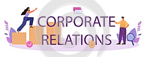 Corporate relations typographic header. Business ethics. Corporate organization