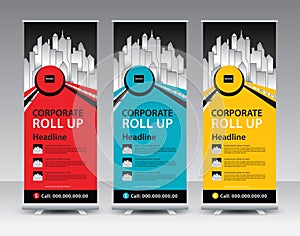 Corporate Roll Up Banner stand vector creative design. Sale banner stand or flag design layout. Modern Exhibition Advertising