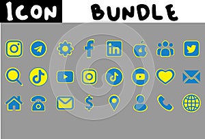 Corporate social media, communication icon design bundle. Professional icon design set.