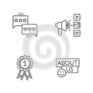 Corporate social media pixel perfect linear icons set