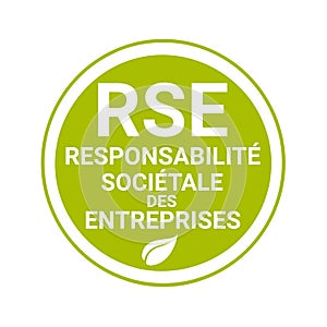 Corporate social responsibility badge called RSE, responsabilite societale entreprise in French language photo