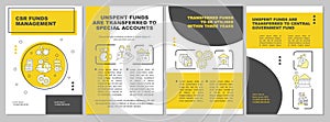 Corporate social responsibility funds yellow brochure template