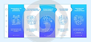 Corporate social responsibility matters blue gradient onboarding vector template
