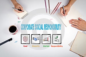 Corporate Social Responsibility. The meeting at the white office table