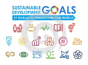 Corporate social responsibility sign. Sustainable Development Goals vector illustration. SDG signs. Pictogram for ad, web, mobile