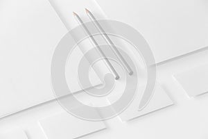 Corporate stationery set mockup. Presentation folder, letterhead