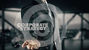 Corporate Strategy with hologram businessman concept