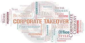 Corporate Takeover vector word cloud, made with text only.