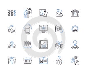 Corporate workshop outline icons collection. Corporate, Workshop, Training, Seminar, Business, Planning, Management