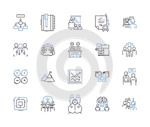 Corporate workshop outline icons collection. Corporate, Workshop, Training, Seminar, Business, Planning, Management