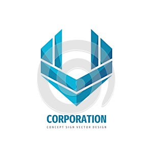 Corporation concept logo template design. Abstract wings sign. Business development. Vector illustration.