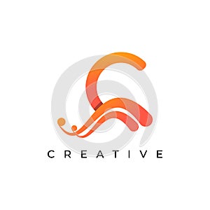 Corporation Initial C Letter Logo With Creative Swoosh Liquid Gradient Color, Vector Template Element