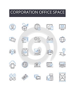 Corporation office space line icons collection. Grapes, Cork, Vineyards, Tannins, Aroma, Bouquet, Terroir vector and