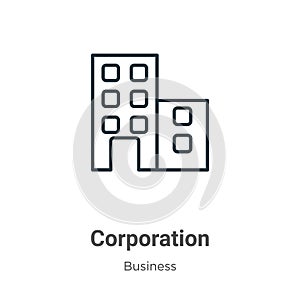 Corporation outline vector icon. Thin line black corporation icon, flat vector simple element illustration from editable business