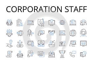 Corporation staff line icons collection. Business workers, Firm personnel, Company employees, Enterprise team