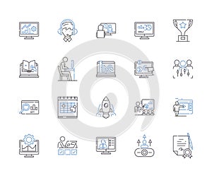 Corporation staff outline icons collection. Employees, Executives, Management, Personnel, Workers, Staffing, Personnel