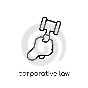 corporative law icon. Trendy modern flat linear vector corporative law icon on white background from thin line law and justice co photo
