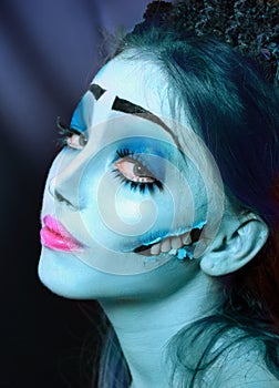 Corpse bride under blue moon light