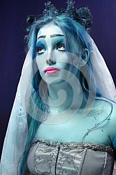 Corpse bride under blue moon light