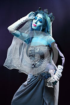 Corpse bride under blue moon light