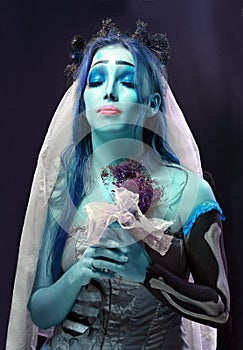 Corpse bride under blue moon light