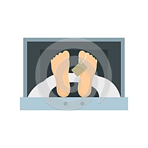 Corpse in forensic cell icon, flat style