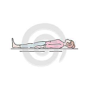 Corpse Pose Savasana color line icon. Asana in hatha yoga and modern yoga as exercise. Pictogram for web page, mobile app, promo.