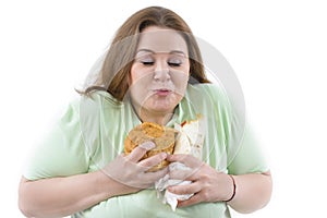 Corpulent Woman Having Addiction to Unhealthy Food photo