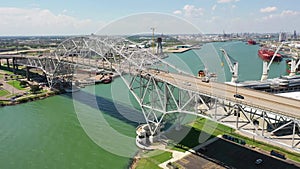 Corpus Christi, Aerial Flying, Harbor Bridge, Corpus Christi Bay, Downtown, Texas