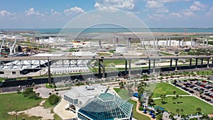 Corpus Christi, Aerial Flying, Harbor Bridge, North Beach, Texas