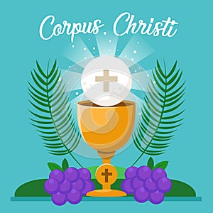 Corpus Christi Catholic religious holiday greeting card, vector illustration of template for your Corpus Christi design