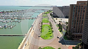 Corpus Christi Marina, Texas, Aerial Flying, Downtown, Corpus Christi Bay