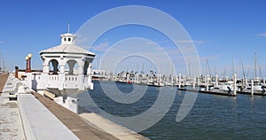 Corpus Christi Texas city shore walk marina pleasure fishing boats 4K