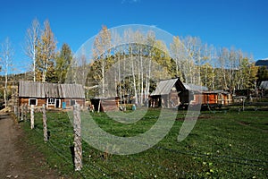 Corral and cabin in village photo