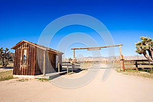 Corral for horses in the western pioneer town