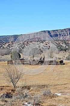 corral in a mountain valley