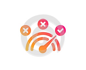 Correct answer icon. Speedometer concept sign. Vector