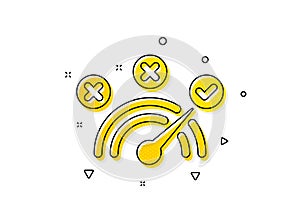 Correct answer icon. Speedometer concept sign. Vector